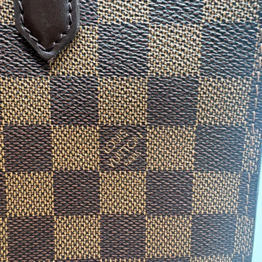 Louis Vuitton Damier Ebene Tatiana Handbag Brown Canvas Red Interior